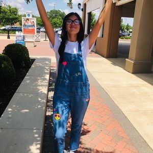 Adorable overalls with bright patches!